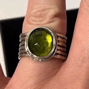 Silpada Sterling Silver Green Quartz Daintree Ring 
Size 8 
Wide Band